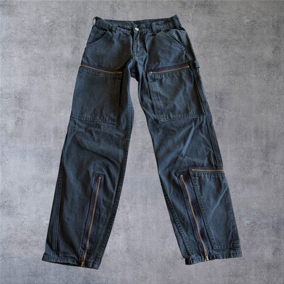 Brandy Melville Pants - J Galt Brandy Melville Shanghai Cargo Pants Black Wide Leg Utility Y2K Sz Sm
